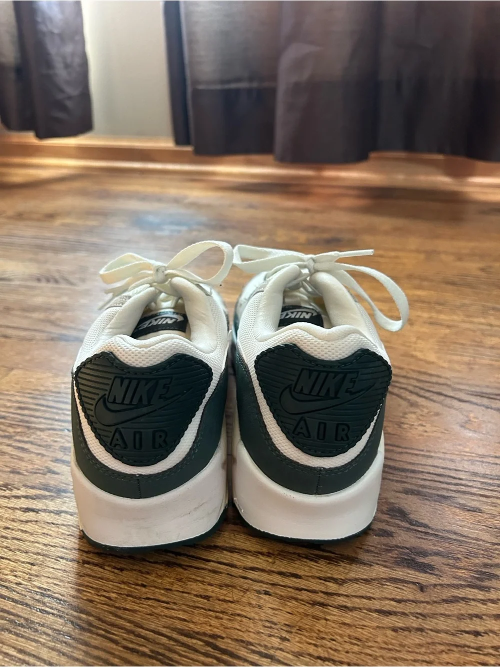 Nike Women’s Air Max 90s Low-Top Sneakers in White and Dark Green